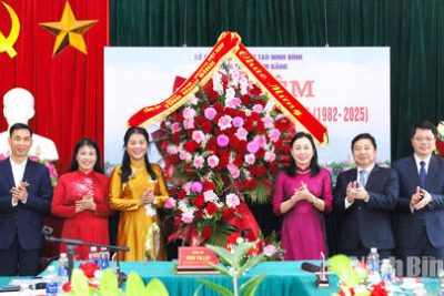 Đồng chí Phó Bí thư Thường trực Tỉnh ủy Đinh Thị Lụa thăm, chúc mừng Trường THPT A Kim Bảng nhân kỷ niệm Ngày Nhà giáo Việt Nam 20/11