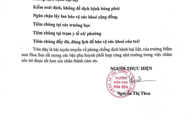 Bài tuyên truyền về phòng chống bệnh bại liệt
