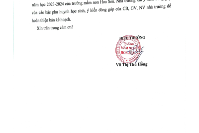 Công khai dự thảo kế hoạch các khoản thu năm học 2024-2024