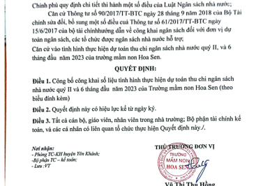 Công khai tình hình thực hiện thu chi NSNN quý II/2023 và 6 tháng đầu năm 2023
