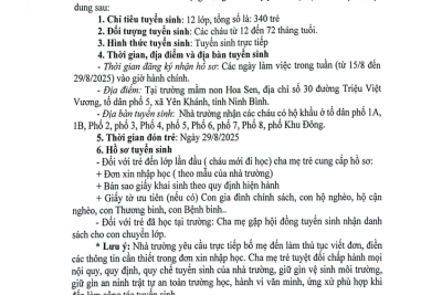 Kế hoạch tuyển sinh năm học 2025-2026