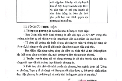 Phương án đảm bảo an toàn, phòng chống tai nạn, thương tích trong trường mầm non năm học 2022-2023