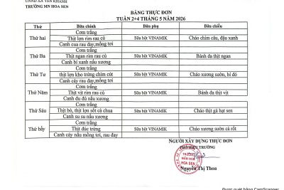 Thực đơn tháng 5/2026